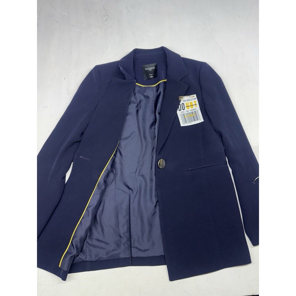 Peacebird Women’s S Blue Tailored Blazer Corporate Boss Lady Chic Work Boho